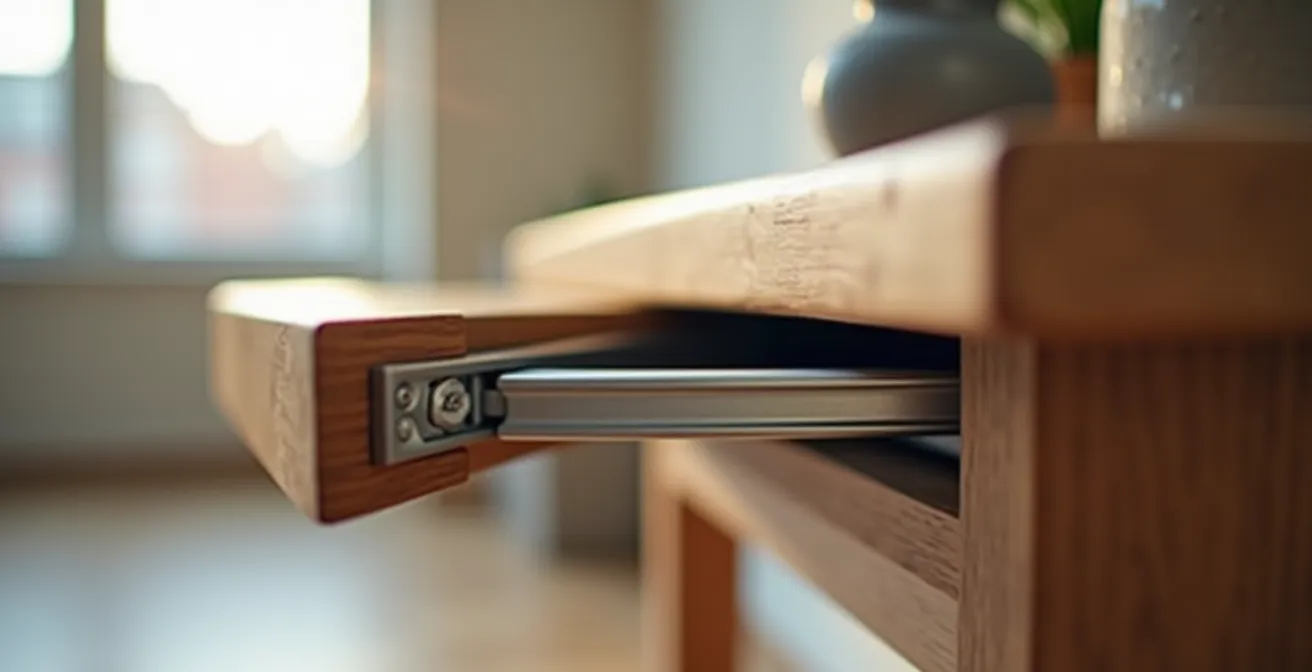 Mesa consola extendiéndose para convertirse en mesa de comedor para 6 personas