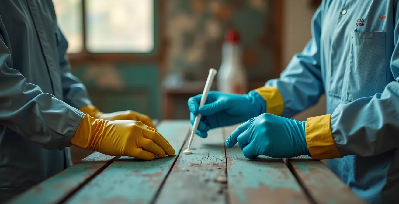 Proceso de detección de plomo en pintura antigua de manera segura